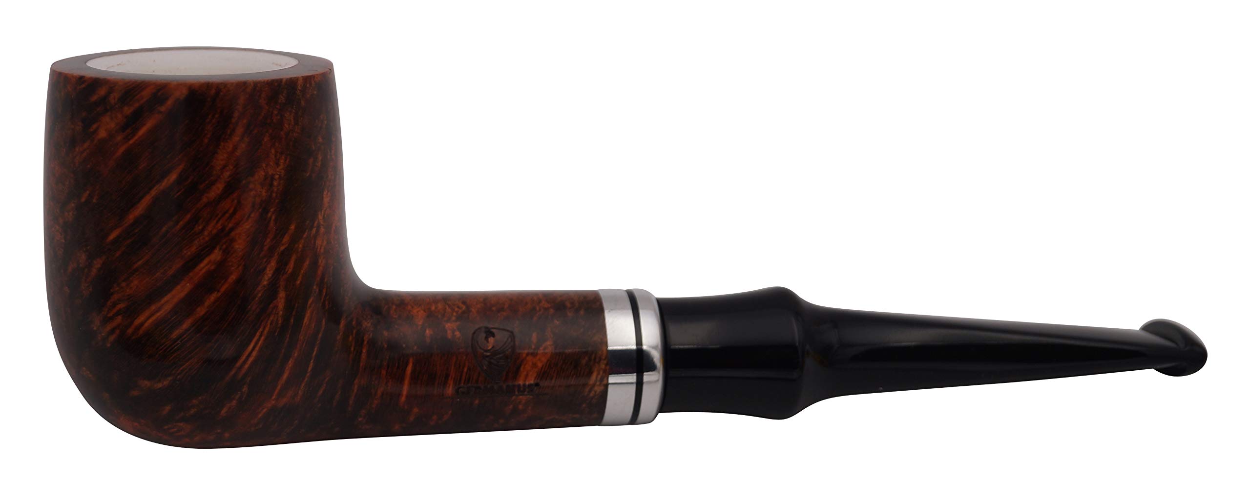 GERMANUS Tobacco Pipe - Made in Italy - Straight Pipe, No. 14 with Meerschaum Inlay