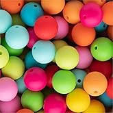 DanLingJewelry 50Pcs 20mm Round Silicone Beads Colorful Rubber Round Loose Beads Silicone Beads for Necklaces Bracelets Keychains Lanyards Jewelry Making