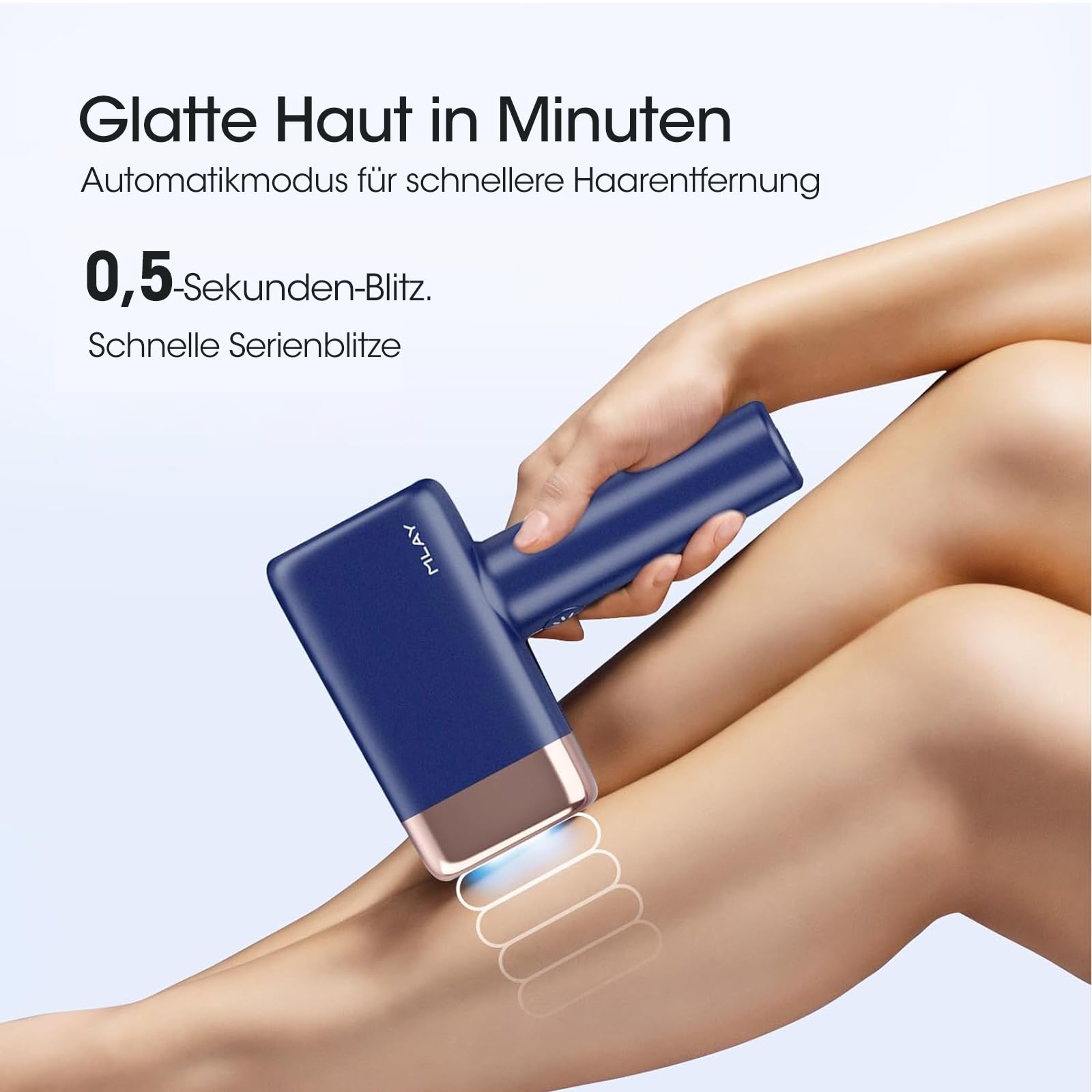 MLAY IPL Laser Haarentfernung zuhause, 0,5 Sek./Impuls, schmerzfreie Haarentfernung mit Kühlung, zwei Präzisionsköpfen, Männer und Frauen geeignet für Gesicht, Achselhöhlen, Beine und Bikinizone 4