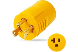 POTIAREY Shore Power NEMA L5-30P to 5-15/20R RV Generator Adapter Marine 30 Amp to 110 15 Amp Household Regular Inlet Connector, 30A 3 Prong Locking Generator Male Plug L5-30P to 5-15R 5-20R Female Cord