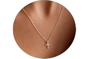 VIROMY Cross Necklace for Women 18K Gold Plated Cute Cross Pendant Choker Necklaces Simple Trendy Everyday Jewelry