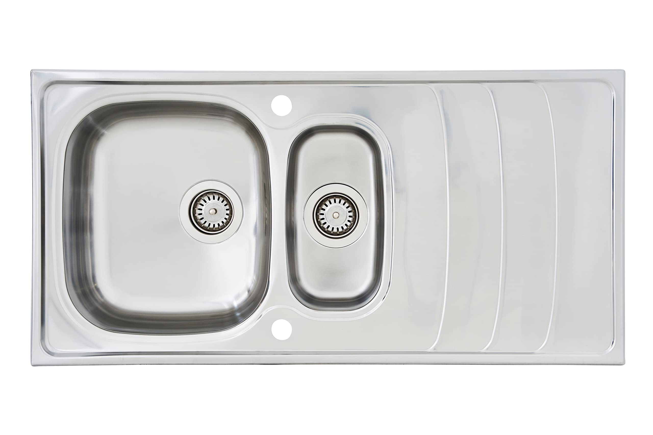 respekta Miami Stainless Steel Sink, 1.5 Basin, Built-in Sink, 100 x 50 cm, Stainless Steel Sink, Suitable for Base Cabinets from 60 cm Wide