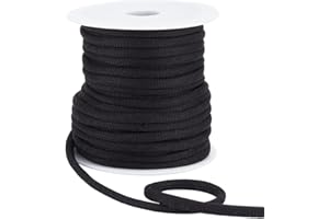 BENECREAT 20 Yards Black Hoodie String Replacement, 6mm Round Soft Drawstring Replacement Rope with Plastic Spool for Sweat P