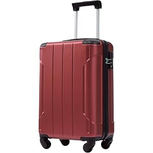 Clyrava Red 20 Inch 22x14x9 Carry on Luggage with Spinner Wheels, Hard Shell ABS Kids Suitcase with TSA Lock, Lightweight Rol