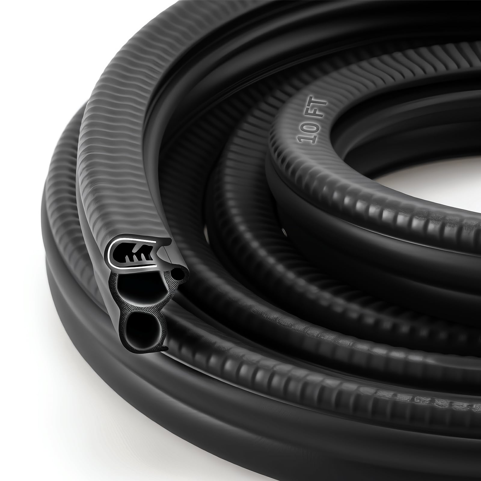 Photo 1 of [Upgraded 3-Bulb] Automotive Door Weather Stripping, 10FT Universal Car Door Seal Strip, Enhanced Soundproofing EPDM Rubber Trim Seal, Superior Triple Barrier Gasket for Trucks, RVs, Boats, Cabinets