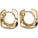 18k Gold Square Hoops for Women Chunky Hoop Earrings Small Thick Huggie Hoops Earing Square Hypoallergenic Jewelry Gifts for Women