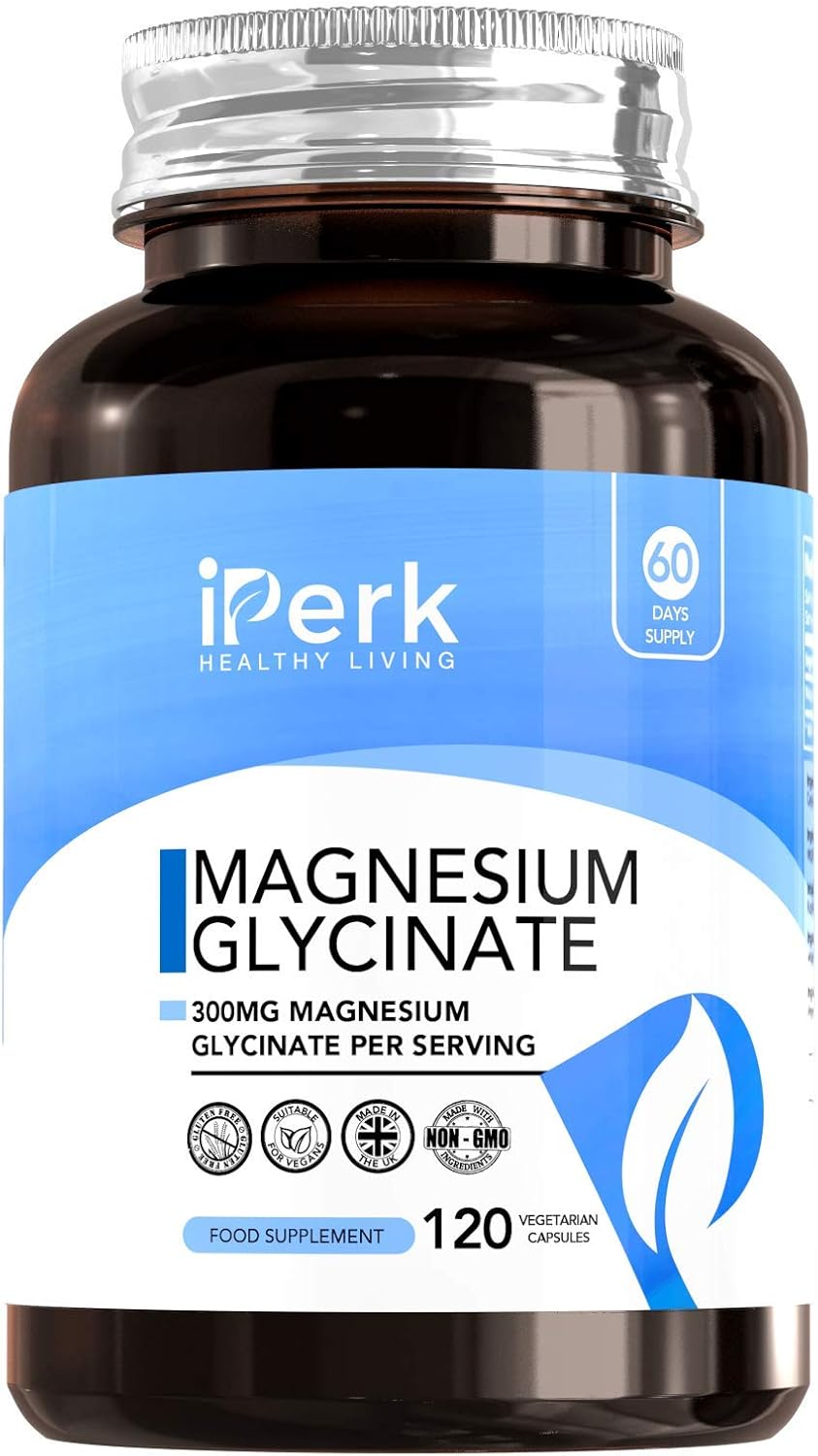 Magnesium Glycinate Capsules Provide 300 mg of Pure Elemental Magnesium Per Serving 120 Vegan Caps, 120 count (Pack of 1)