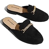Sivellya Womens Mules Shoes 3X Wide Width Flat Backless Loafers Black Size 6-13