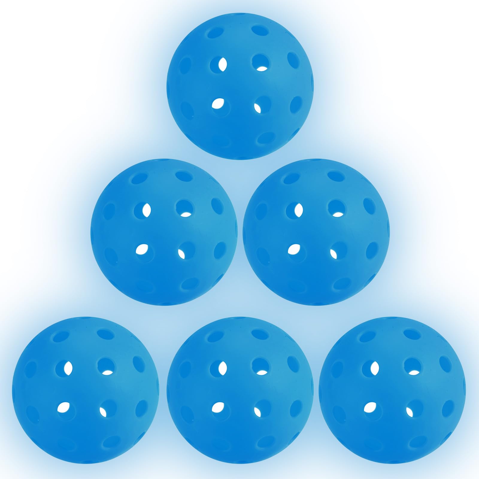 PATIKIL Luminous Pickleball Balls, 40 Holes Glow in the Dark Pickleball 6 Pack Outdoor Pickleball Balls with Mesh Bag for Indoor and Outdoor Sport, Blue