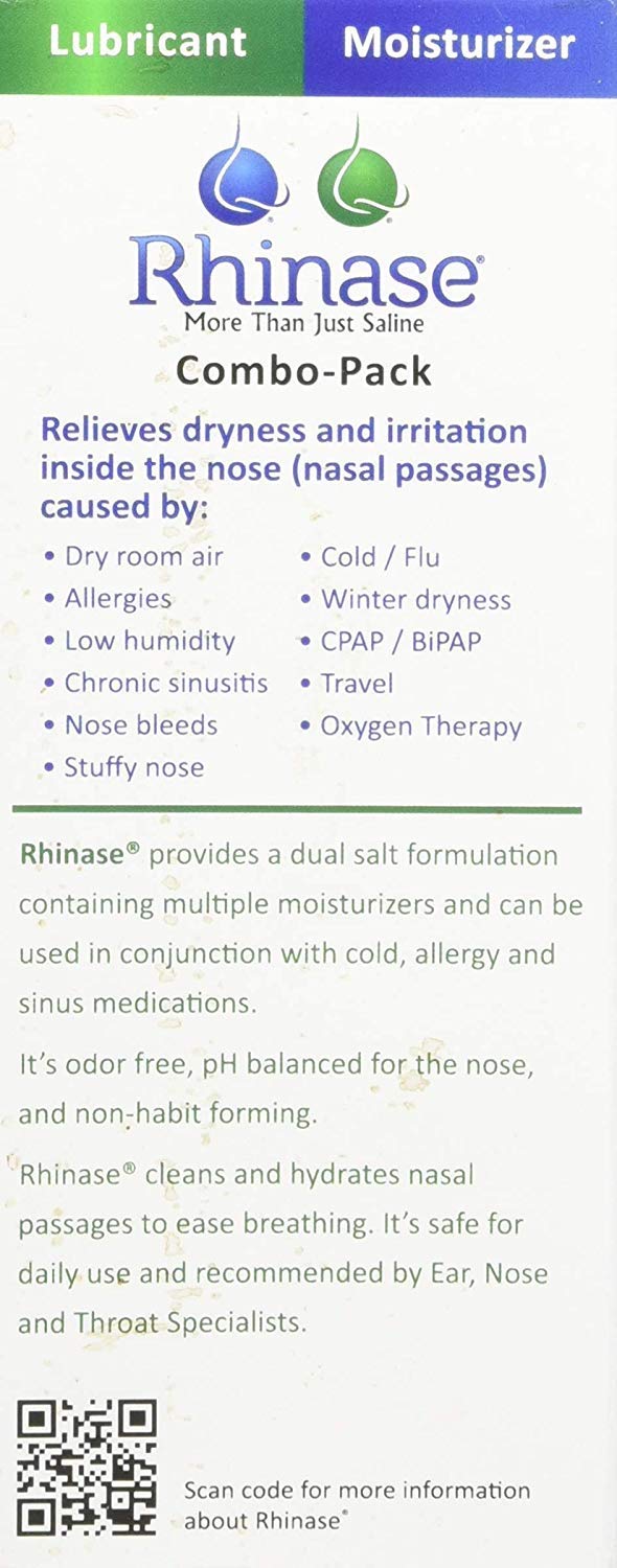 Rhinase Nasal Care Combo Pack - Nasal Gel (1 oz) & Saline Spray (1 oz) for Dryness, Allergy Relief & Nosebleed Prevention, Aloe-Free & pH Balanced