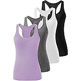 Femdouce Racerback Workout Tank top for Women Activewear Running top Yoga 4 Pack