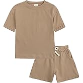 BACKID Toddler Boy Summer Outfits 3T 4T 5T Boys Clothes Kids Solid Shorts Set Cotton 2 Piece Clothing Sets
