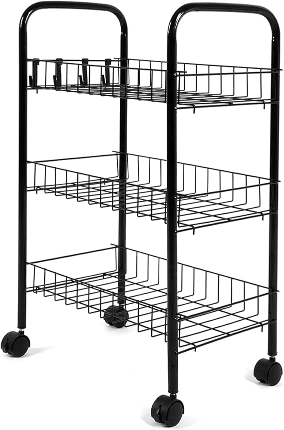 Olenyer 3Tier Metal Storage Shelves with Wheels Multifunction Storage