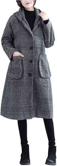 Xiebaijiu ジャンパーチェスターコート レディース ロングコート チェック柄 トレンチコート 大きいサイズ おしゃれ アウター 長袖 エレガント メルトン コート 秋 冬 ジャケット コート ジャケット 通販 Amazon