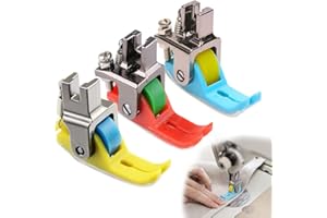RichVibe 3PCS Narrow Roller Presser Foot Sewing Machine, Leather Roller Foot Industrial Single Needle for Flat Machines, Meta