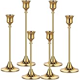 Metal Candle Holders for Candlesticks Taper Candlestick Holders Set Vintage Decorative Centerpiece Candelabra Tall Candle Stands (Gold, 2 Sets (6 pcs))