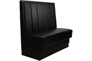 FACTORY DIRECT PARTNERS FDP Six-Channel Single-Sided Two Person Commercial-Grade Durable Vinyl Restaurant Booth Seat; Heavy-Duty Wall-Flush Boutique Design for Diner, Lounge and Cafeteria Seating, Fully Assembled - Black