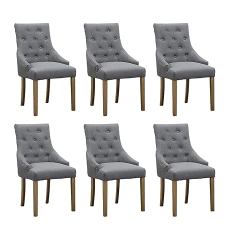 Boju 6 Grey Fabric Dining Room Chairs With Armrests For Kitchen