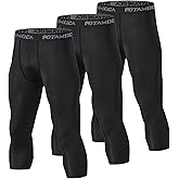 POTAMOCA 3 Pack Men's Compression Pants, Athletic Tight, Leggings Gym Base Layer Bottoms for Running Workout Sports