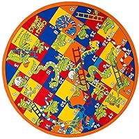 Kids / Baby Room / Daycare / Classroom / Playroom Area Rug Animals Zoo Numbers Ladders Crocs Snakes Fun Educational Play Mat Non-Slip Back Bright Colorful Vibrant Colors (8 Feet X 8 Feet Round)