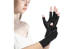 Boisea Compression Arthritis Gloves for Women and Men,Copper Infused Black Fingerless Apparel Gloves for Carpal Tunnel Syndrome,Hand Pain,Swelling,Tendinitis,Rheumatoid Relief.