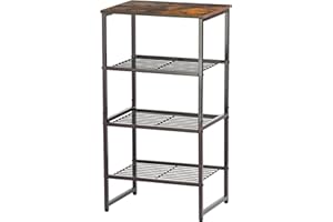 GEORIS Industrial Printer Stand with 4 Tier Shelves, Wood Home Printer Table, Heavy Duty 3D Printer Shelf for Scanner Fax Home Office, Bronze