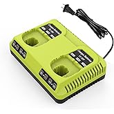2Port P117 Charger for Ryobi 18V Battery, P117 P118 for 18V Max Lithium NiCad P100 P102 P103 P105 P107 P108, Dual Chemistry 12V 18V for Ryobi Battery Charger