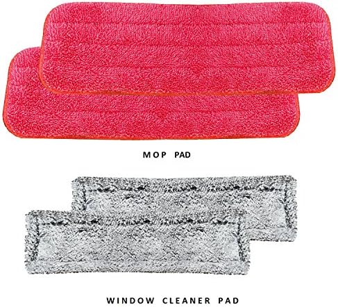 Reusable Microfiber Mop Pads and Window Cleaner Pads Set for Spray Mop (Set of 4) - Christmas Deals