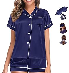 WJing Yi Jia Womens Pajama Sets XS-4XL Silk Satin