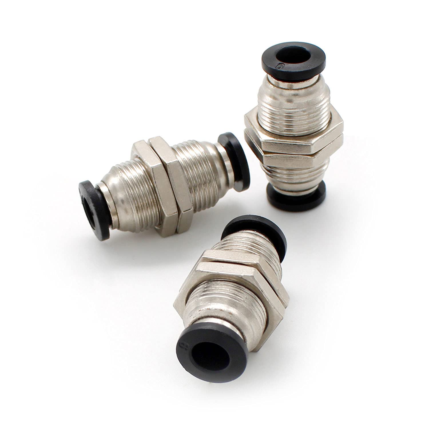 SRJQXH 3 Pcs 6mm Pneumatic Connectors, Pneumatic Bulkhead Fitting, Quick Connector Connectable Pipe Diameter, Can be Used as Fixed and Connecting Trachea