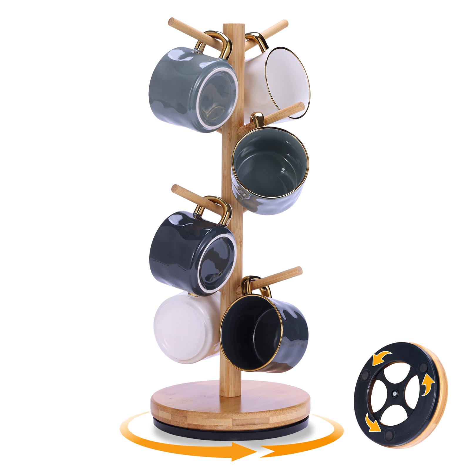 Photo 1 of Krispmaild Mug Holder Tree, Upgraded 360° Rotated 8 Hooks Coffee Mug Holders for Counter, Bamboo Mug Rack Stand for Coffee Bar Accessories