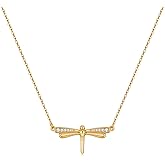 HESSAWELL Gold Pendant Necklace for Women, Elegant Dragonfly Pendant Necklace, Dainty Necklace for Gifts