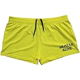 Muscle Alive Mens Bodybuilding Shorts 3" Inseam Cotton
