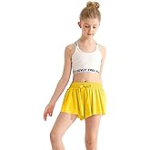 EQSJIU Girls Butterfly Shorts with Spandex Liner Preppy Flowy Athletic Shorts Skirts for Sports, Running, Dance, Cheerleading