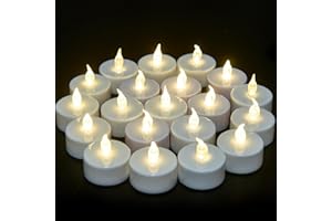 VETOUR Flameless Tea Lights Candles - Realistic LED Flickering Operated Tea Lights Steady Battery Tealights Long Lasting Electric Fake Candles in White 24pcs Decoration for Party and Gifts Ideas