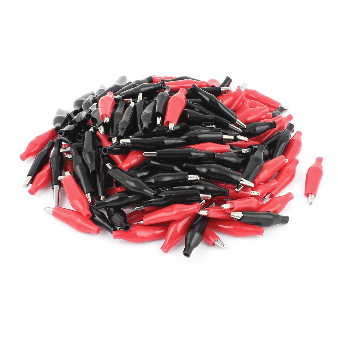 Sourcingmap 200Pcs 43mm Insulated Red Black Crocodile Test Clip PVC Electronic Components