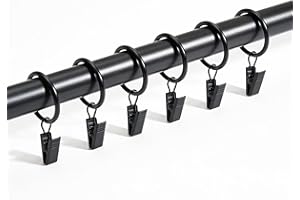 6pcs Metal Curtain Rings with Clips, Curtain Hooks for Drapes, Curtains Clamps with Hooks for Home Decor Bathroom Living Room