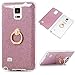 Note 4 Case,Samsung Galaxy Note 4 Case - 360 Degree Rotating Metal Ring Kickstand with Bling Shiny Sparkle Detachable Back Shell Slim Fit Soft TPU Skin Gel Cover by Badalink - Hot Pink