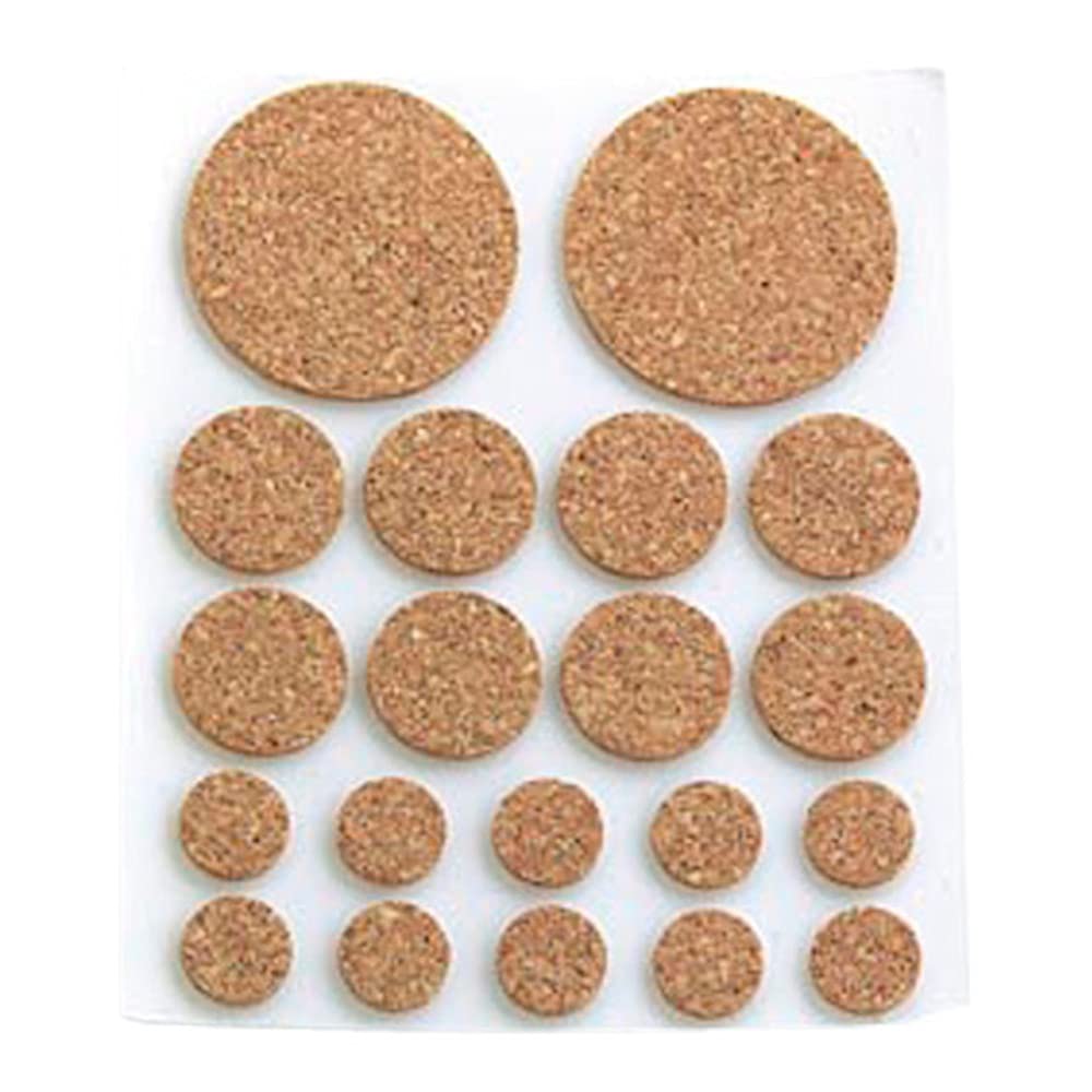Merriway BH03579 (2 Pcs) Assorted Sizes Cork Adhesive Furniture Protective Pads Discs - Pack of 40 Pieces