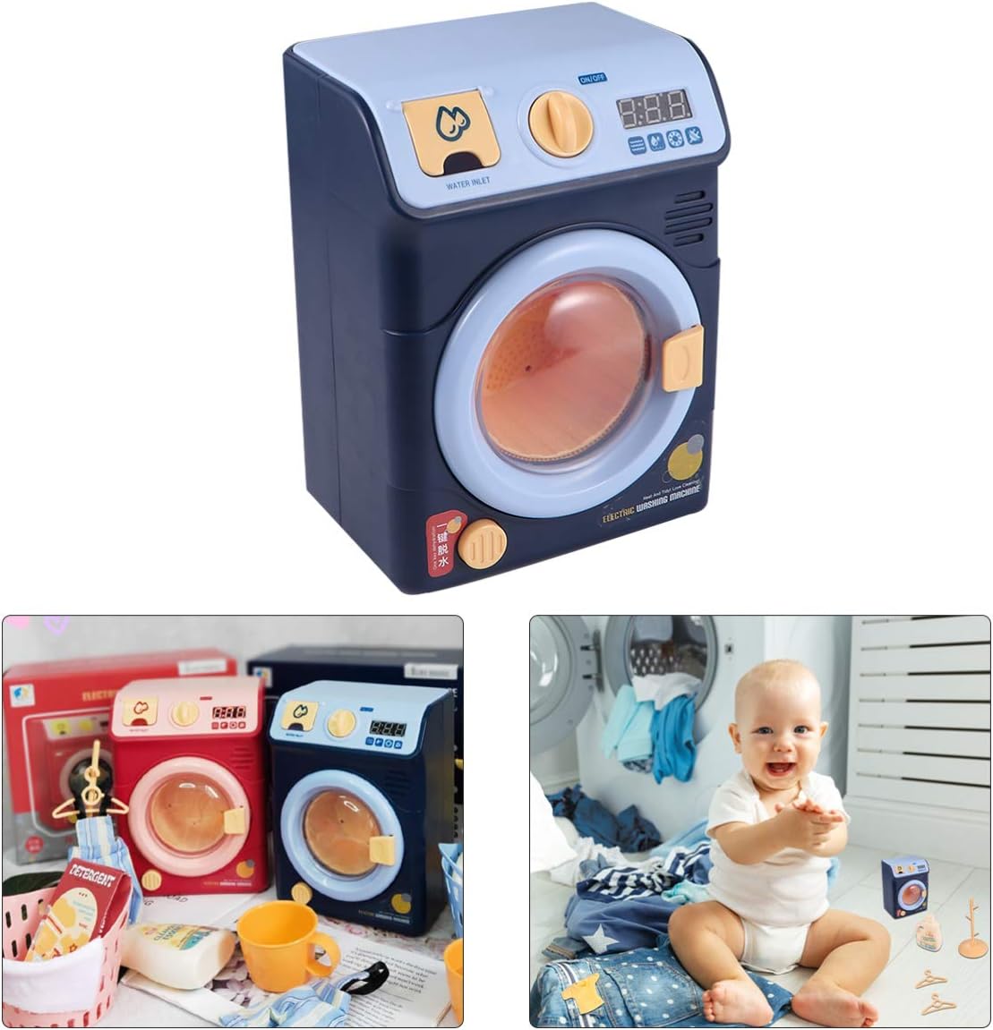 Amazon Tomaibaby ミニ洗濯機おもちゃシミュレーション家電回転式洗濯遊びおもちゃセット子供女の子 家事 おもちゃ