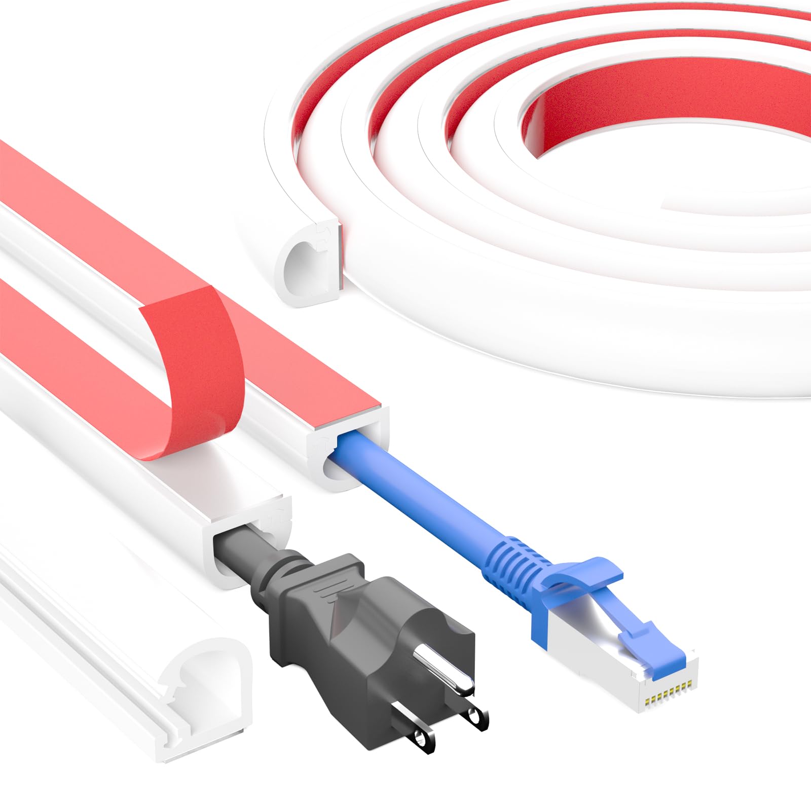 Photo 1 of [Upgraded] 118 Inch Cord Hider Wall, Silicone Cable Hiders for TV on Wall, Cord Covers for Wires on Wall, 1 Wire Hider Raceway Cord Cover for Wall Mounted TV Management, W0.59'' H0.47'' White pck of 4 