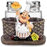 Anu Limen Chef Statue Salt &amp; Peppers Shakers &ndash; 2 Jars Resin Seasoning Holder for Kitchen Counter Decor, Spice Bottle Ornament for Home Dining Table(B)