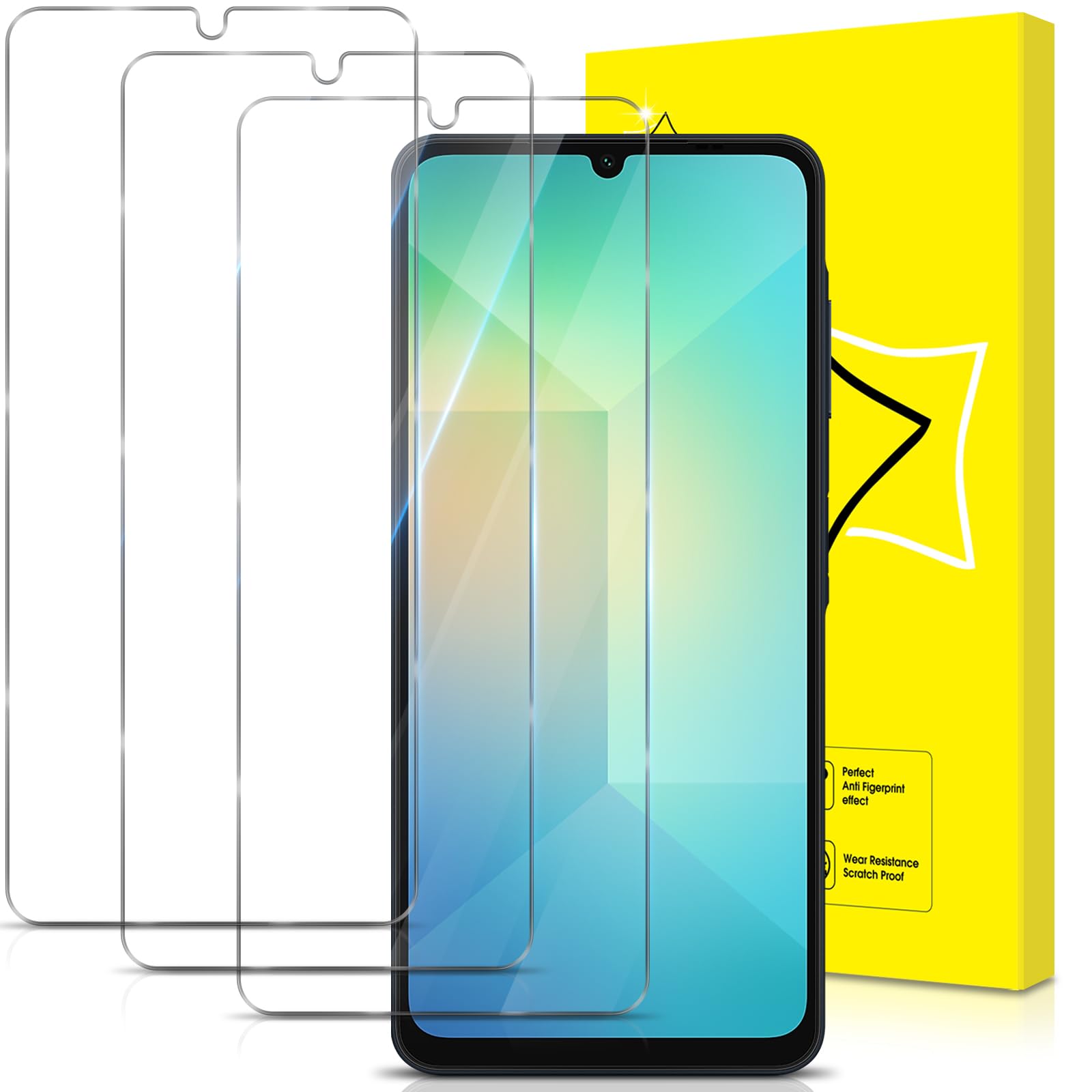 Photo 1 of GiiYoon-3 PACK Screen Protector for Samsung Galaxy A06 Tempered Glass [HD Full Coverage] [Easy Installation] [Scratch Resistant] [9H Hardness] Protective Film
