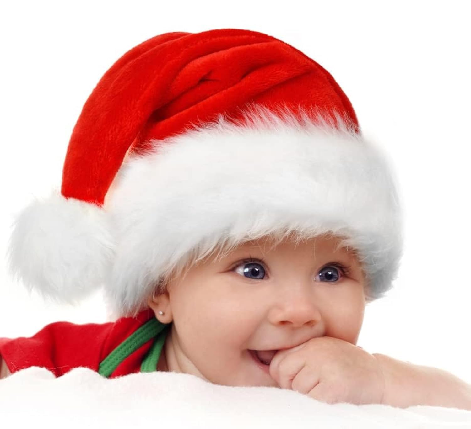 BOSONER Christmas Hat Santa Hat,Xmas Hat Holiday for Baby Kids,Unisex Velvet Comfort Christmas Hats,Extra Thicken Classic Fur for Christmas Eve Gifts New Year Festive Holiday Party Supplies