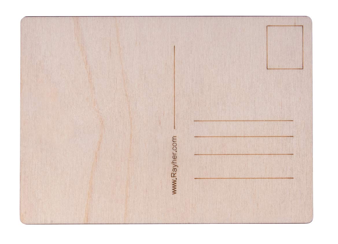 Rayher 62876505 Value Pack of 26 Plain Wooden Postcards to Decorate with Address Panel on the Back, Rectangle Wood Board for Crafts, 14.8 x 10.5 x 0.3cm
