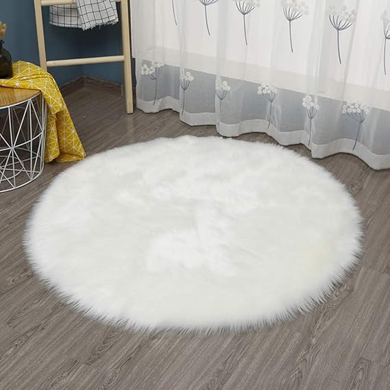 Súper Suave Algodón Lana Alfombra,Blanco Alfombra De Piel Sintética