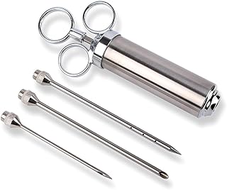 Schramm® Edelstahl Marinierspritze mit verschiedenen Aufsätzen Marinier Spritze Gebäckspritze Beschriften und Verzieren Marinadenspritze Bratenspritze Grillzubehör