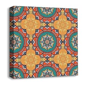 Canvas Wall Art Traditional National Culture Painting Artwork for Home Prints Framed - 12x12 inches