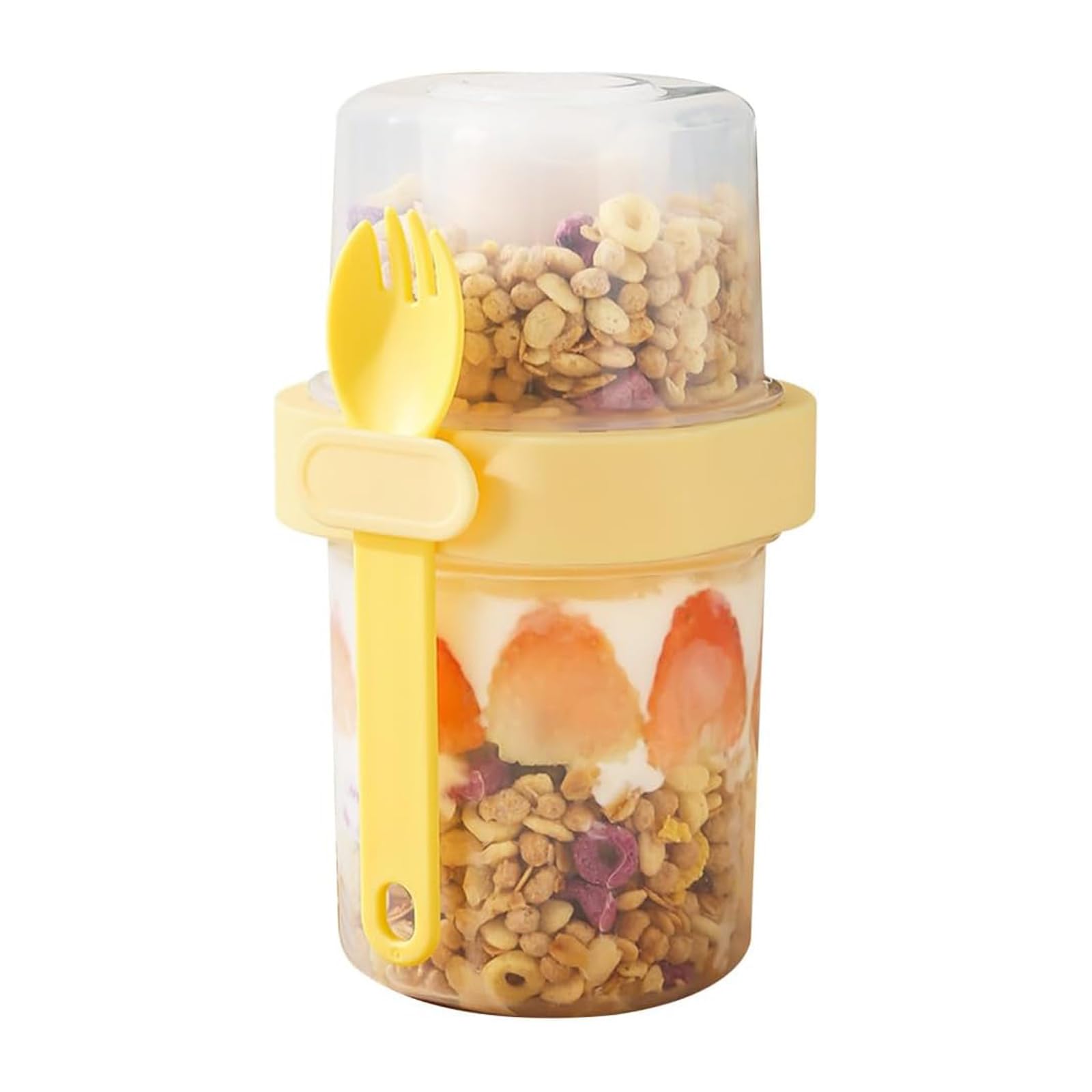 Quixotical Overnight Oats Container, Reusable Salad Cups with Fork， Portable Oatmeal Cup Breakfast On the Go Cups, Cereal Yogurt Cups for Salads Fruit Cereal Milk (Green)