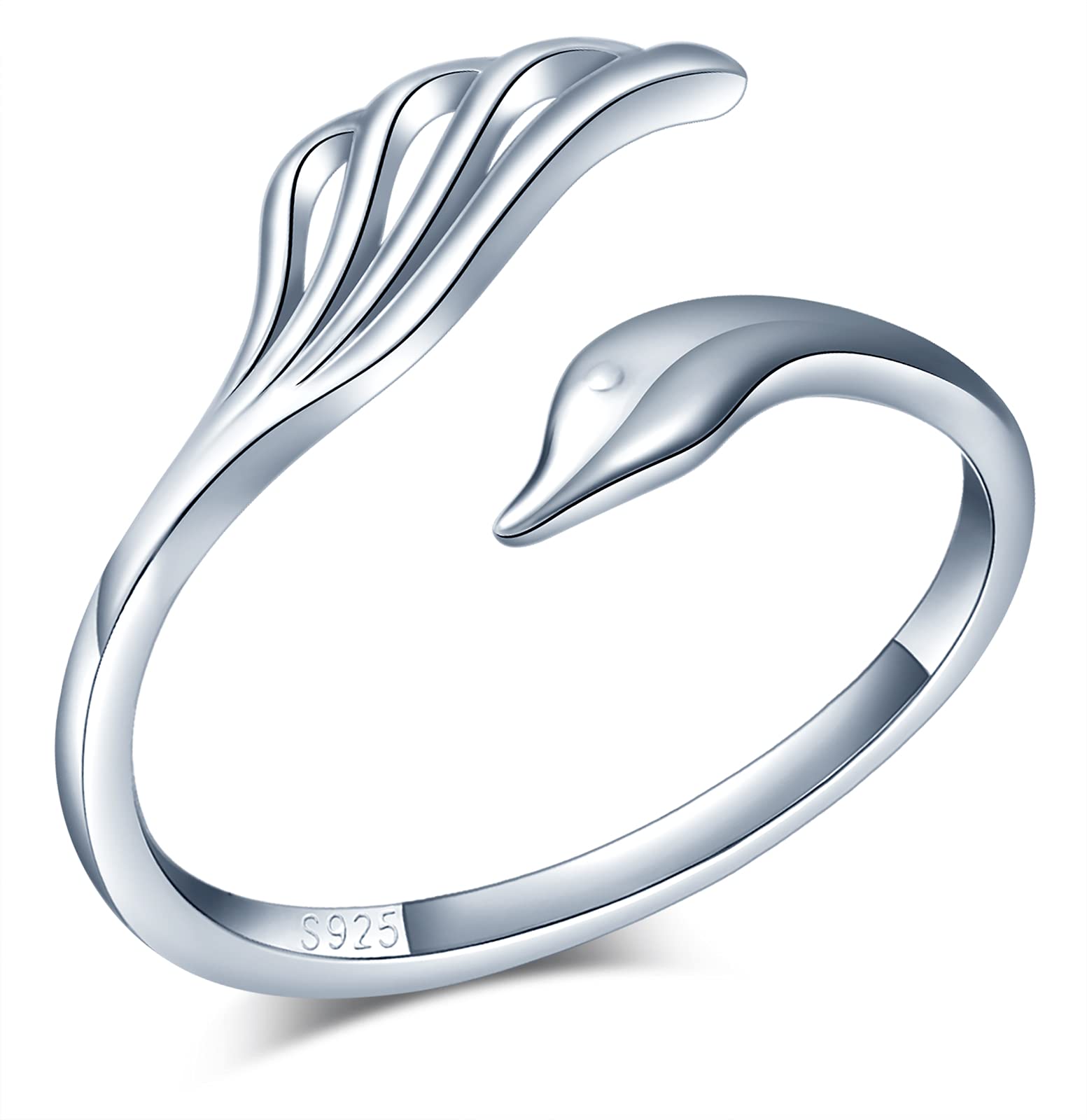 MicVivien Phoenix Adjustable Open Rings, Sterling Silver 925 Rings for Women, Promise Engagement Elegant Rings Jewellery